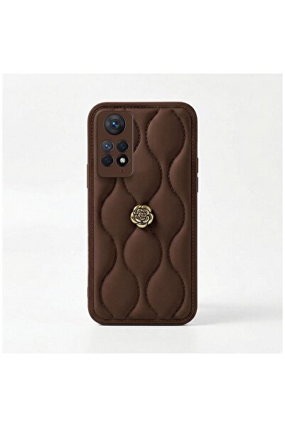 Zebana Xiaomi Redmi Note 11 Pro Uyumlu Kılıf Zebana Camellia Deri Kılıf Kahve...
