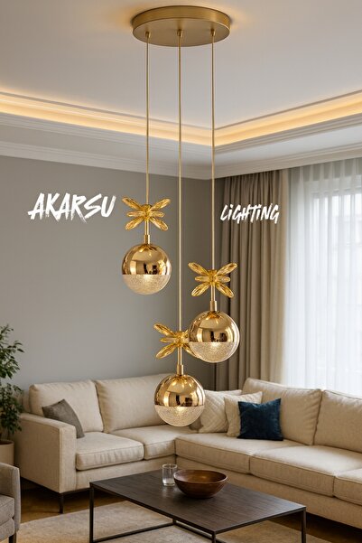 AKARSU AVİZE Modern sarkit 3lu top led avize