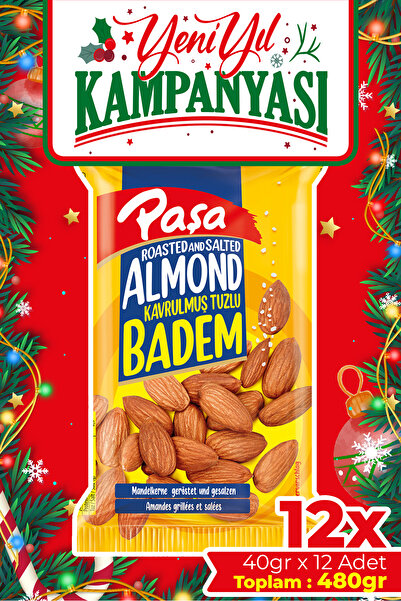 Paşa Kuruyemiş Kavrulmuş Badem 40 gr X 12 Adet (480 GR)