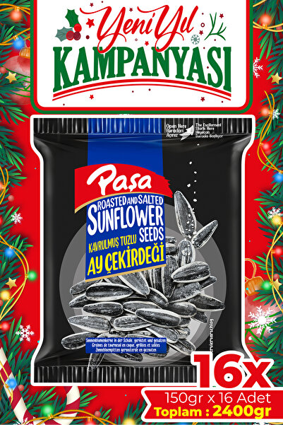Paşa Kuruyemiş Kavrulmuş Tuzlu Ay Çekirdeği 150 gr X 16 Adet (2400 gr) (Siyah Ay Çekirdeği, Dakota ayçekirdeği)