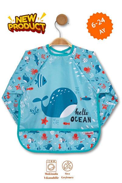 Bebechi مريلة أطفال بأكمام طويلة وجيب من عمر 6 إلى 24 شهرًا