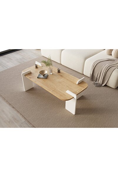 MONEayna Leapiri Orta Sehpa Modern Beyaz Natural 60 x 120