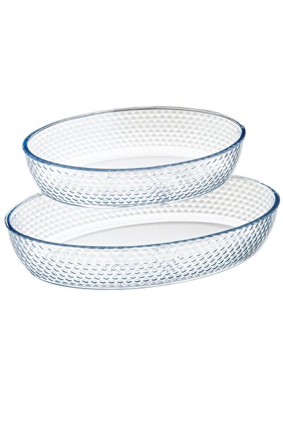 HIC 2-Piece Heat-Resistant Pyrex Glass Baking Tray Set