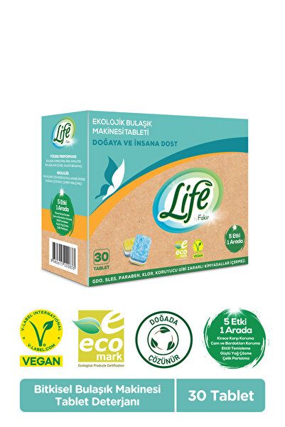 Life by Fakir Ekolojik Vegan Bulaşık Makinesi Tablet Deterjanı 30'lu - Güçlü ...
