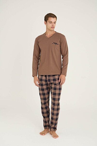 KLY 100% Cotton New Season Men's Luxury Design V-Neck Pajama Set