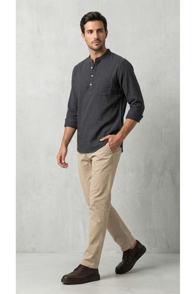 ALVİSTA Men's Muslin Shirt 100% Cotton