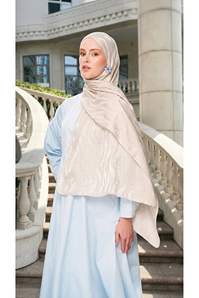 MOISCARF Sable Drift Premium Jacquard Shawl Ecru