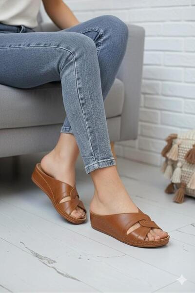 Neon Shoes Putu Women's Cross Comfort Model Daily Orthopedic Slippers Mother Middle Age Young Home & Outdoor Slippers