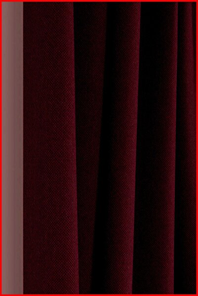 Belle Cose Country Tarz Hasır Termal Karartma Blackout Bordo Fon Perde Tek Kanat