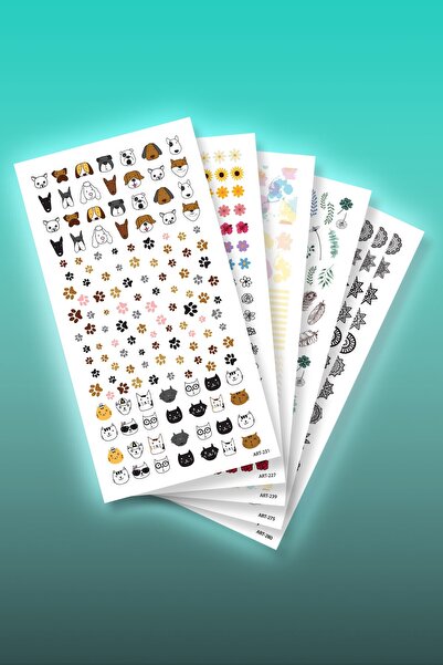 Artikel 5'li Tırnak Dövmesi Seti, Tırnak Sticker Seti, Nail Art, Tattoo