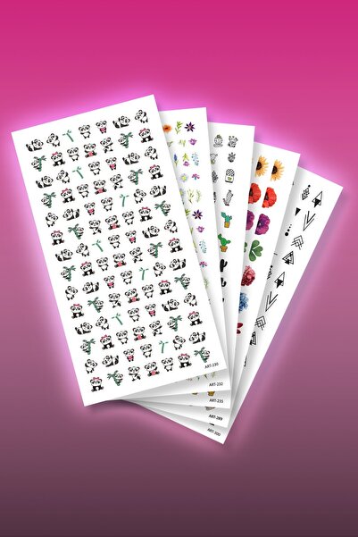 Artikel 5'li Tırnak Dövmesi Seti, Tırnak Sticker Seti, Nail Art, Tattoo