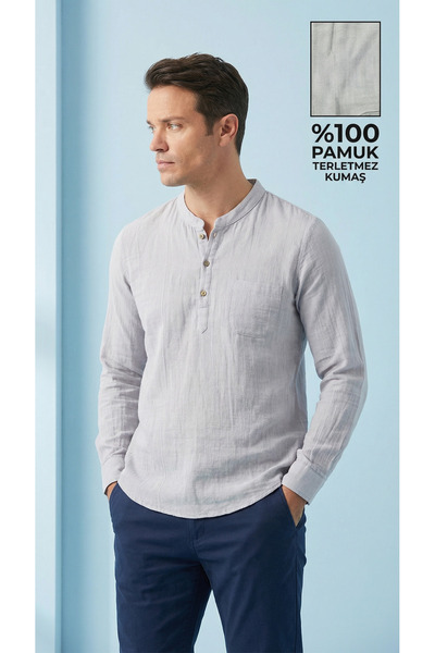 ALVİSTA Erkek Müslin Gömlek %100 Pamuk