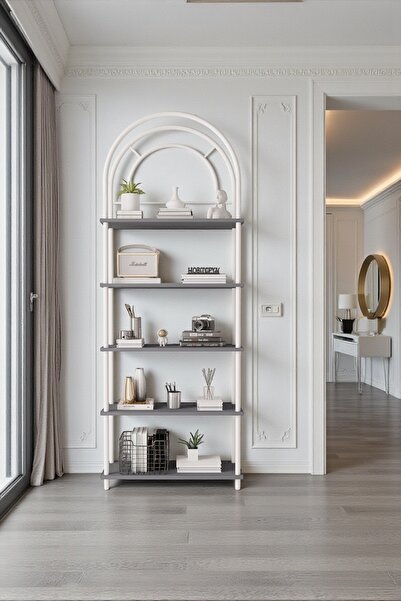 Mobitopya Çevir Kur Atlantik Çam Bohem Kitaplık | Çok Amaçlı, 5 Raflı, Dekoratif Dolap 199x71x29 Cm