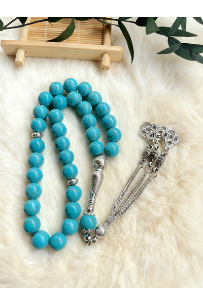 NO BRAND 33 سبحة صلاة من الفيروز الطبيعي/10 مم