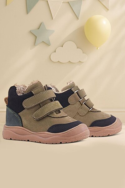 Rakerplus Genuine Leather Khaki Green Velcro Children's Sports Boots