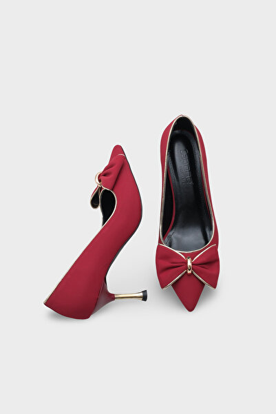 Capone Outfitters Marigold Metal Medium Heel Bow Satin Women's Stylish Shoes