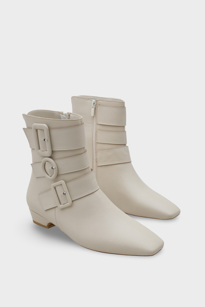 Capone Outfitters Γυναικείες μπότες Shane με κοντό τακούνι με φερμουάρ στο πλάι και αγκράφα με αμβλύ μύτη