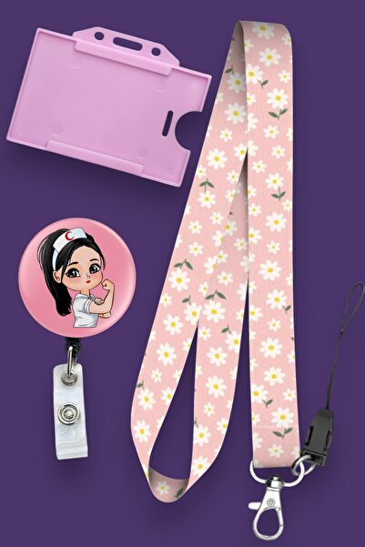 MİLLENEX Pembe Papatya Boyun Askı İpi Doktor Hemşire 3l ü Set Boyun İpi Yoyo ...