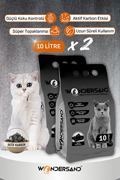 wondersand AKTİF KARBON SÜPER PREMİUM KEDİ KUMU 10 LT X 2 ADET