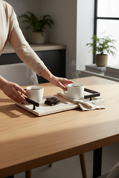 Akayev Travertine Black L Design 30X20 cm Tray