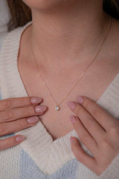 Kolyecik 14 Ayar Altın Tektaş Kolye