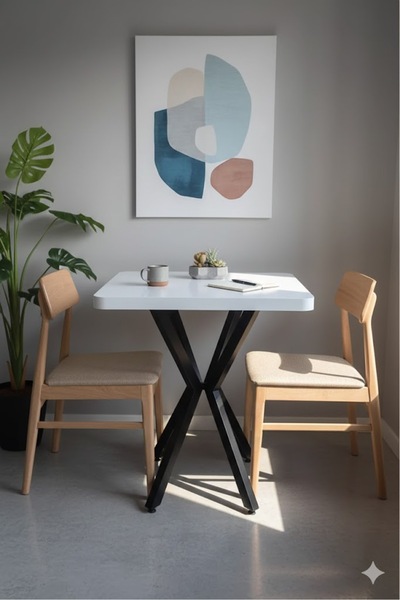 HOLLKA MUTFAK CAFE BALKON BAHÇE RESTORAN YEMEK MASASI 70X70 METAL AYAK KALINLAŞTIRMALI