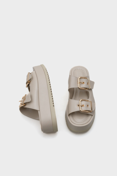 Capone Outfitters Marley Double Buckle Wedge Heeled Women's Slippers