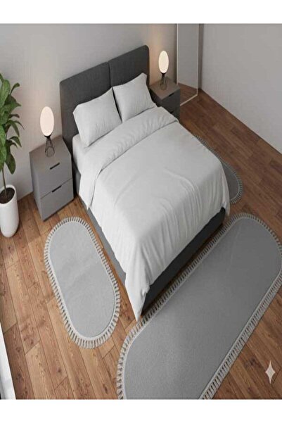 ALTUN CARPET 3-частен бял 6-цветен модерен плюшен неплъзгащ се спален комплек...