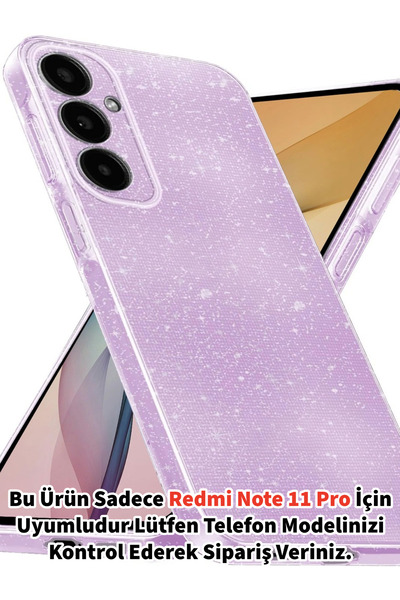 Merwish Xiaomi Redmi Note11 Pro Uyumlu Şeffaf Simli Kılıf Kapak Yükseltilmiş ...