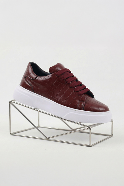 sauron Pantofi de zi cu zi pentru bărbați, alb, burgundă, cu talpă ortopedică A318