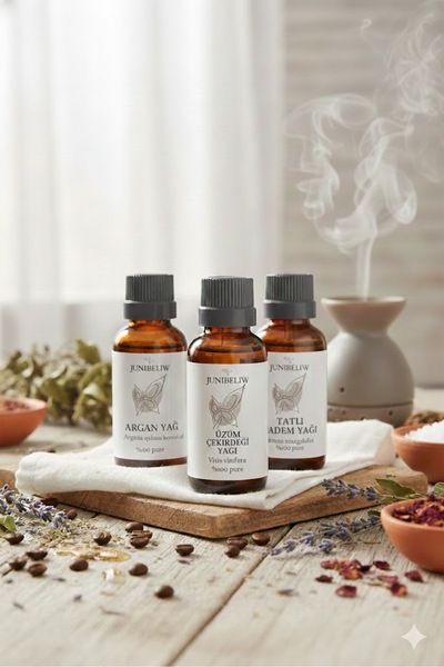JUIWI مجموعة من 3 زيت أرغان 20 مل زيت اللوز الحلو 20 مل زيت بذور العنب 20 مل ...