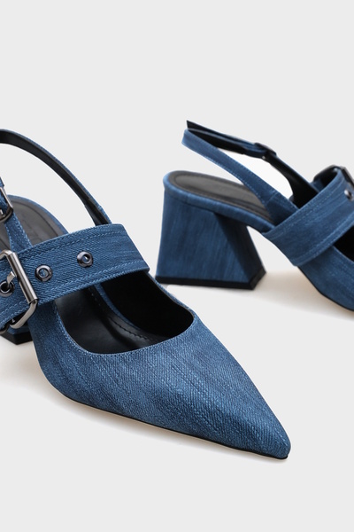 Capone Outfitters Detailní dámské boty na tlustém podpatku Riva s otevřenou zadní přezkou