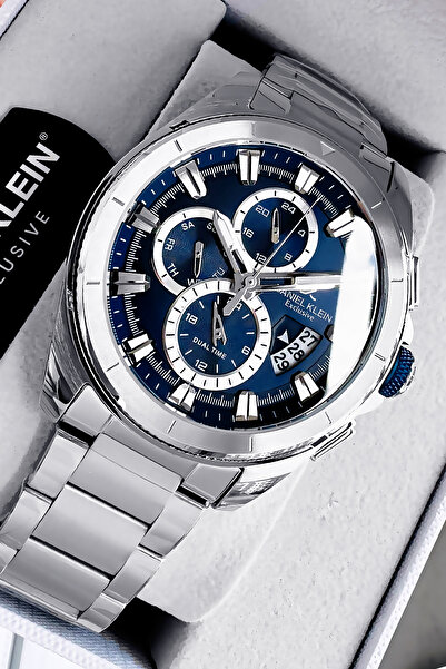 Daniel Klein ساعة يد رجالية حصرية 3 Atm مقاومة للماء باللون الفضي وسوار فولاذ...