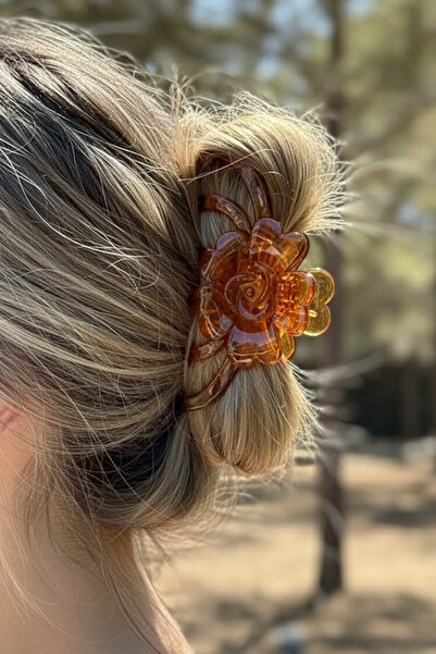 CAŞ DEKORASYON Smeđa kopča sa cvetnim uzorkom