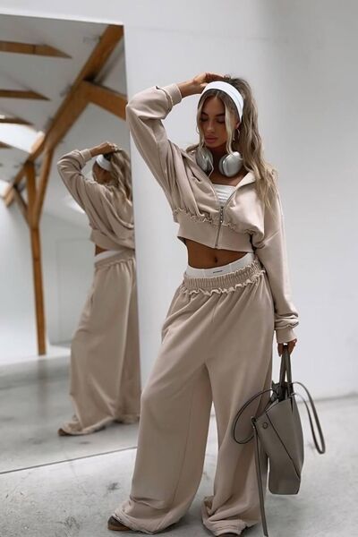 Fashiontayt 3-Ply Fabric Bottom Top Zippered Set