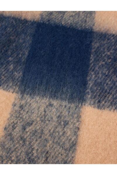 Jimmy Key Lacivert Kare Deseni Püskül Detaylı Atkı