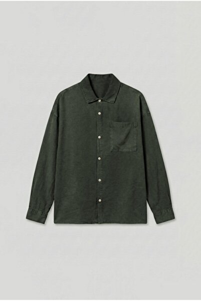 ablukaonline Men's Oversized Washed Shirt Khaki