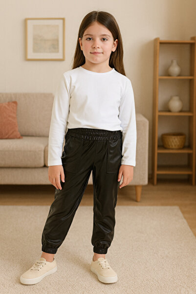 EYMİRGİYİM Εισαγόμενο δερμάτινο παντελόνι αθλητικό για κορίτσια, ηλικία 8 ετώ...