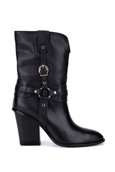 Tamer Tanca Kadın Hakiki Deri Siyah Topuklu Bot