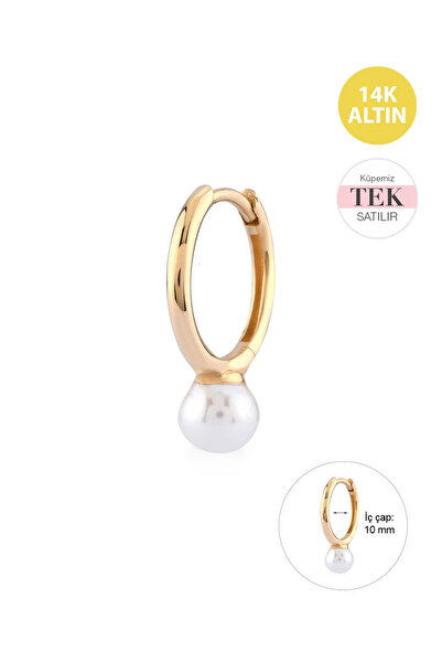 KURSHUNI White Dreams (1x5mm), 14 Ayar Altın Küpe (TEK Satılır)