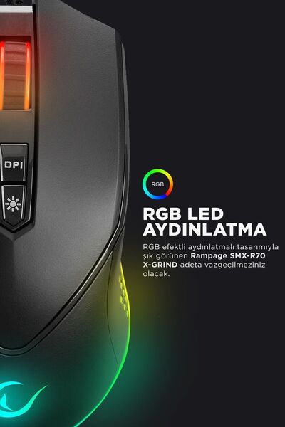 Rampage Smx-r43 X-grind Usb Siyah 6400 Dpi Rgb Led Efektli Gaming Oyuncu Mouse