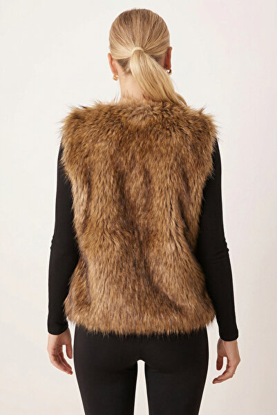 armonika Women's Mink Lined Faux Fur Vest Arm-26K001062