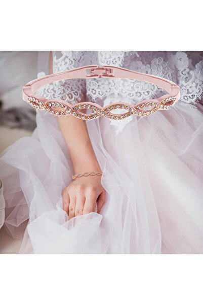 OptimStar Women's bracelet with crystals, elegant casual classic design, Rose gold-Pink,