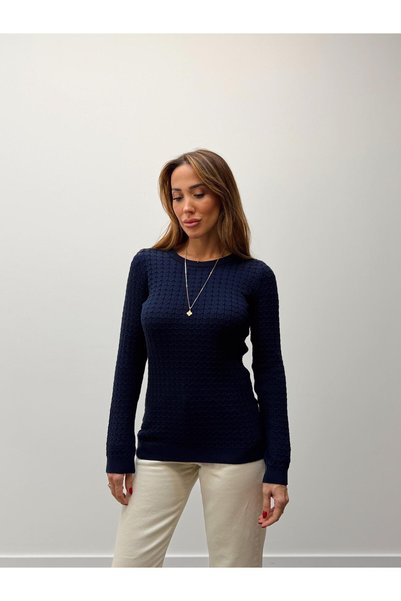 Maldia Shop Tricotaj pentru femei basic Pulover tricotat bleumarin
