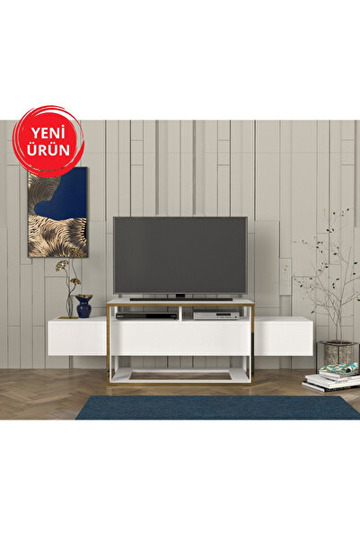 Dekorister Bianco Tv Sehpası Beyaz - Gold