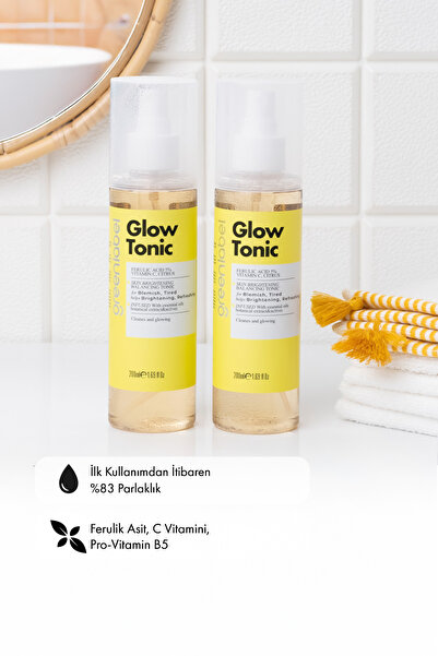 Greenlabel Glow Tonik Aha Içeren Leke Karşıtı Ve Sıkılaştırıcı Canlandırıcı %5 Ferulic Asit C Vitamini 200ml