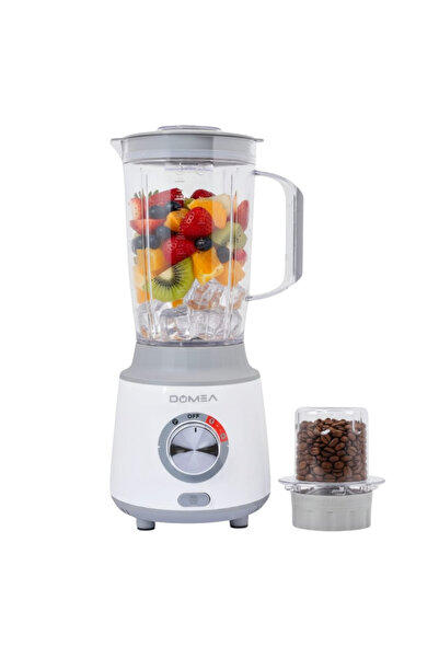 DOMEA خلاط ومطحنة 2 في 1، محرك عالي السرعة 600 واط، وعاء عصير سعة 1.8 لتر + وعاء طحن سعة 300 مل، شفرات من الفولاذ المقاوم للصدأ