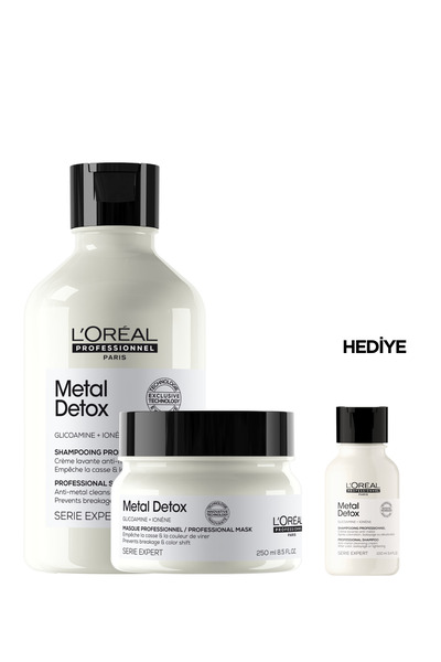 L'oreal Professionnel İşlem Görmüş ve Yıpranmış Saçlar İçin Metal Karşıtı Arındırıcı Metal Detox Saç Bakım Seti