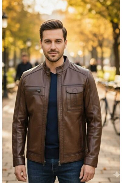 dicha Genuine Leather Men's Coat