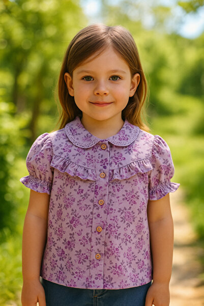 Hilal Akıncı Kids Κοντομάνικο λουλουδάτο πουκάμισο για κορίτσι